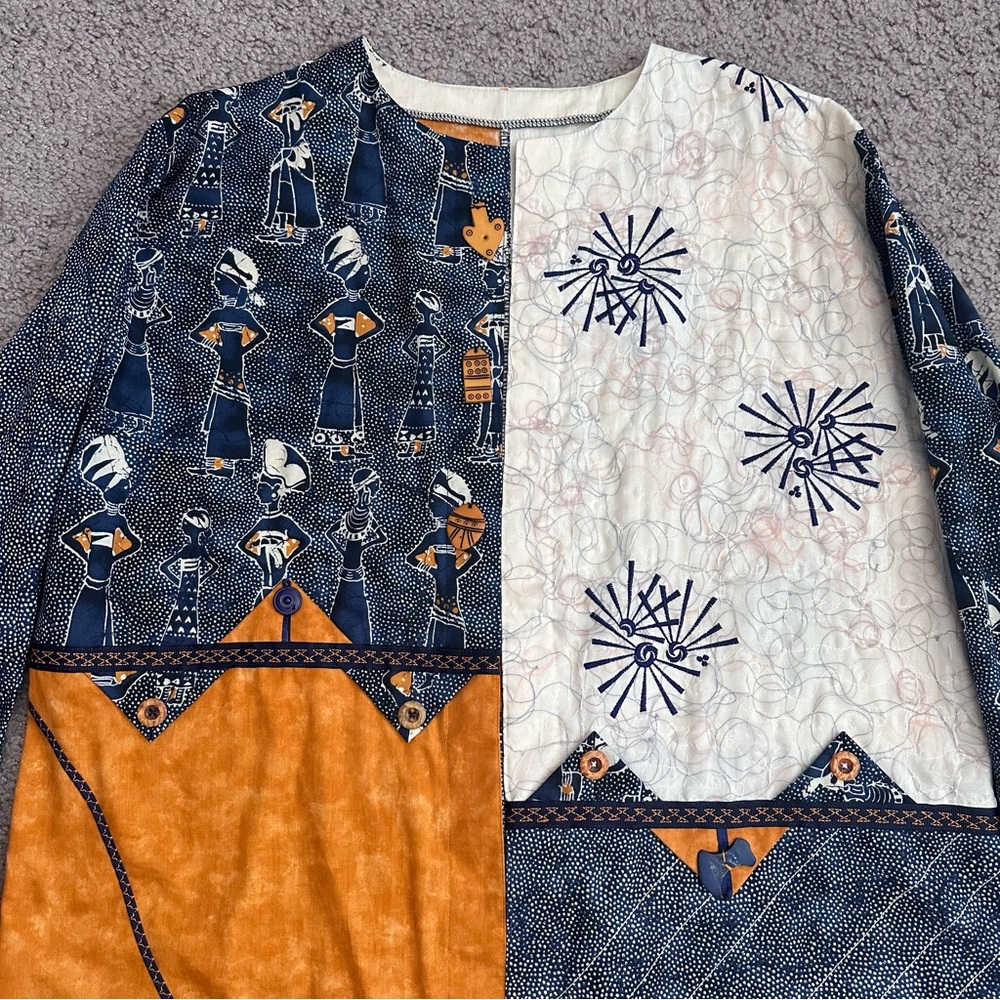 Patchwork Tunic Open Front Blazer - image 8